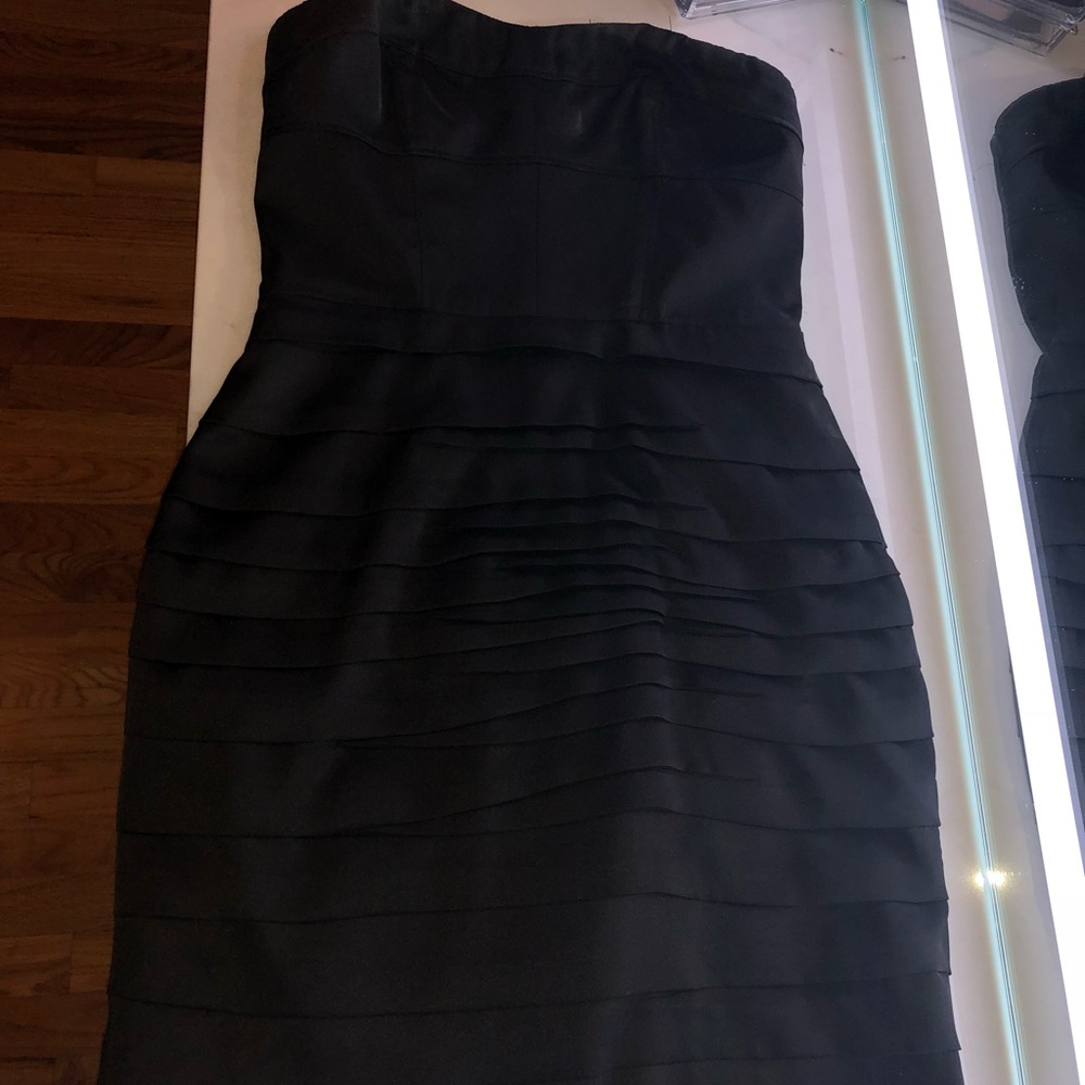 Satin strapless ruffled dress